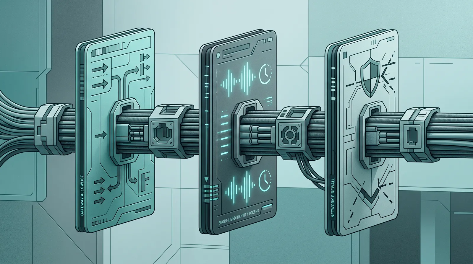 Three policy layers clamping a shared MCP tool bus